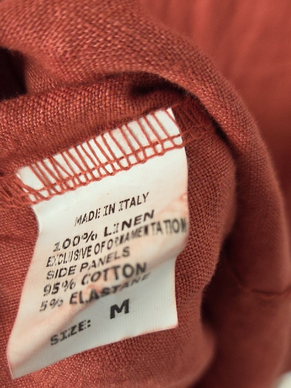 NWT Lina Tomei Linen Coccio Dress, Sz M. Rust, Burnt Orange With Beading - Picture 10 of 10